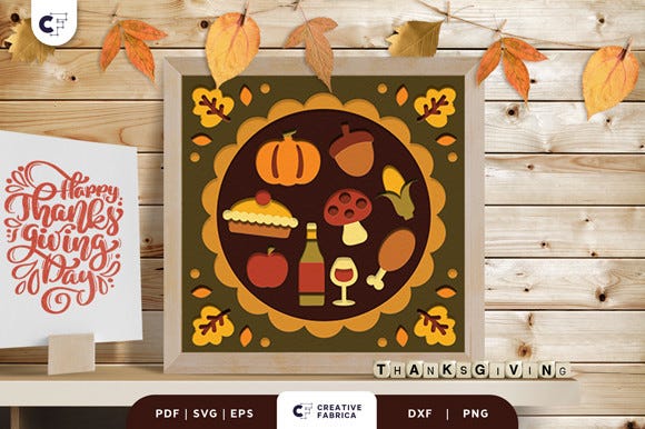 Thanksgiving Foods and Icon Shadow Box (Thanksgiving 3D SVG Crafts ...