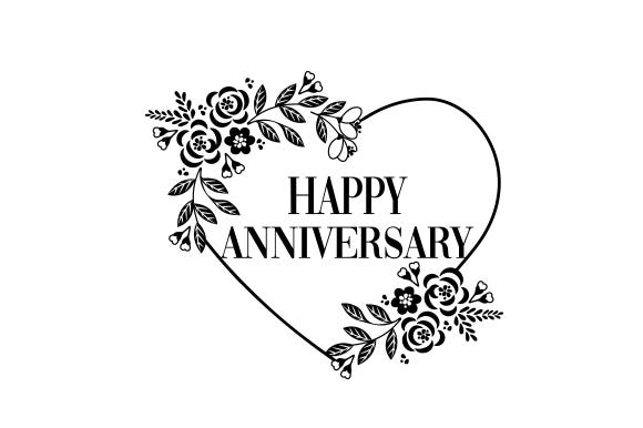 Happy Anniversary in Heart Border - Craftycarla - Medium