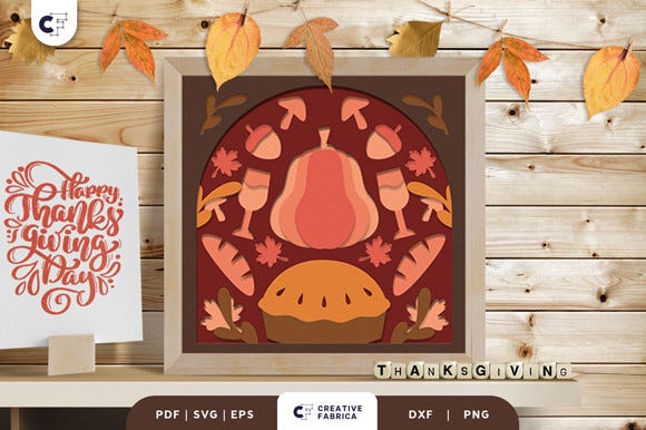 Thanksgiving Foods 3D Shadow Box SVG (Thanksgiving 3D SVG Crafts) | by ...