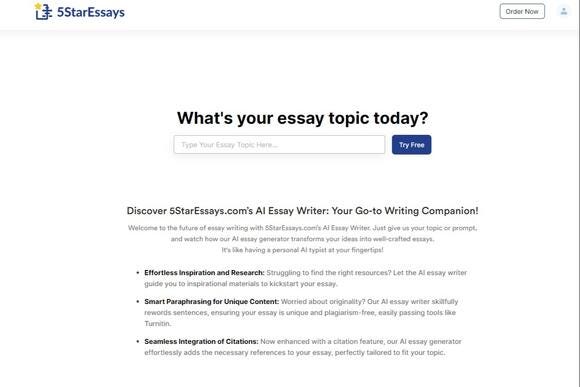 5staressays.com AI essay writer