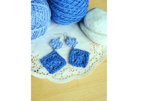 Flower and Square Earrings