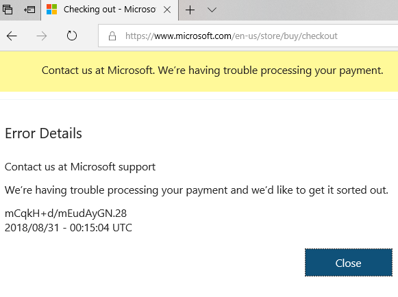 Contact us at Microsoft support (Xbox Payment Error) - Microsoft