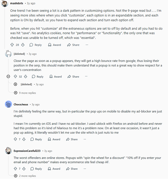 SOURCE: https://www.reddit.com/search/?q=WEBSITE+COOKIES+FRUSTRATIONS&cId=9649600f-10a9-4b56-b398-85a0a8bcf2b1