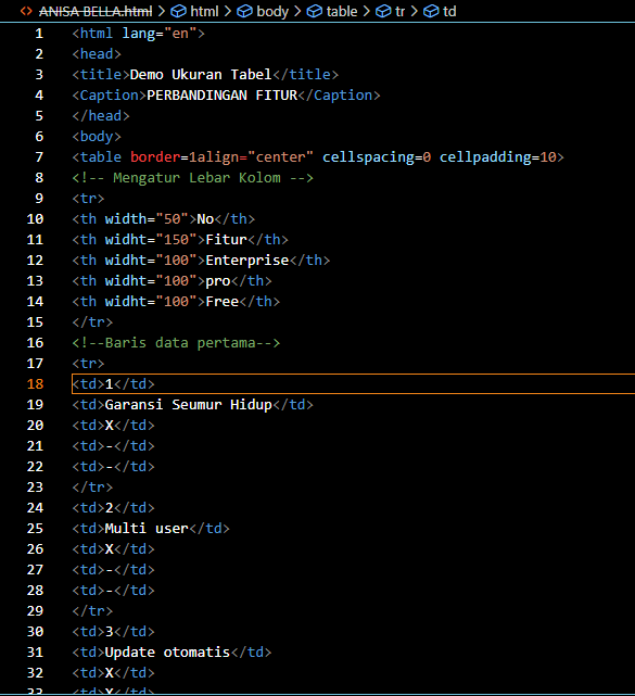 Cara Membuat Tabel Perbandingan HTML Sederhana di Visual Studio Code ...