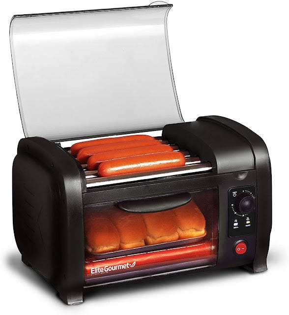 Hot Dog Toaster Oven, 30Min Timer, Stainless Steel Heat Rollers Bake