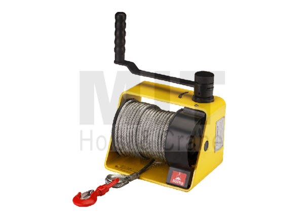 How does a hand winch work?. A hand winch serves the purpose of
