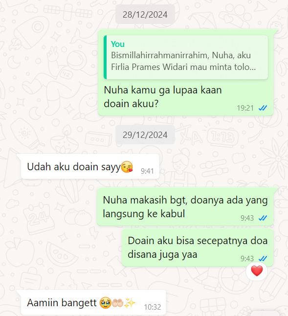 Momen aku ngabarin Nuha doa yang aku titip ada yang langsung terkabul