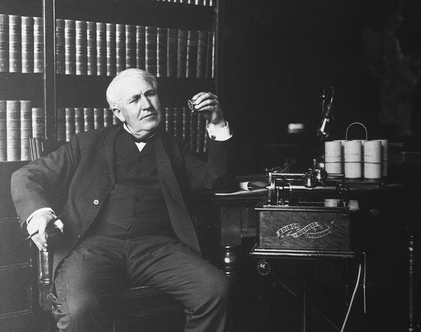 Picture of Thomas Edison thinking.