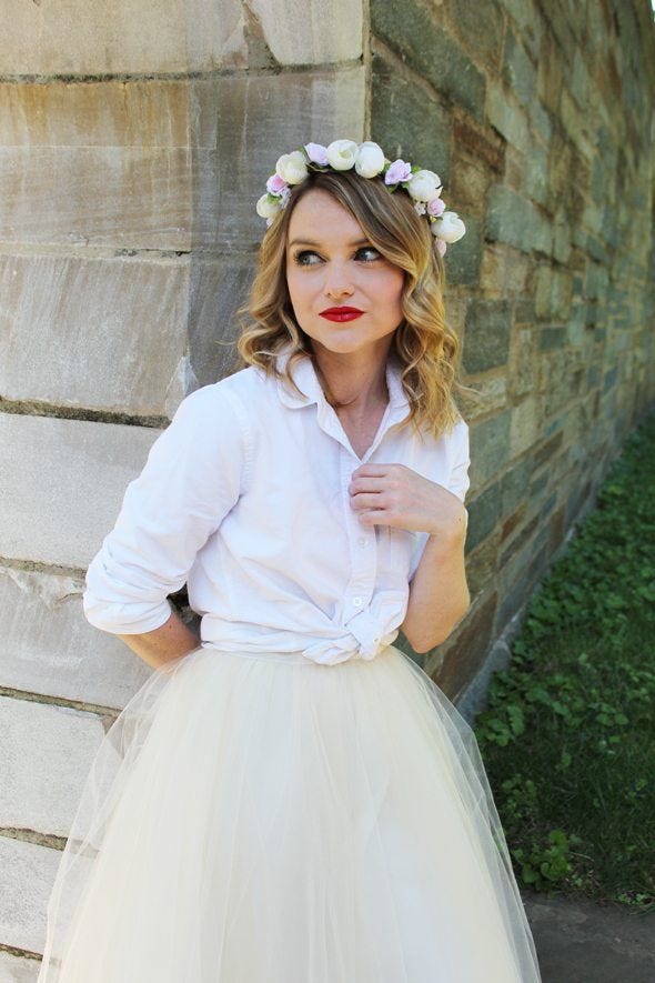 White tulle bloom skirt cheap