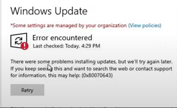 Error 0x80070643 when installing KB5034439 on Windows Server 2022.  by 