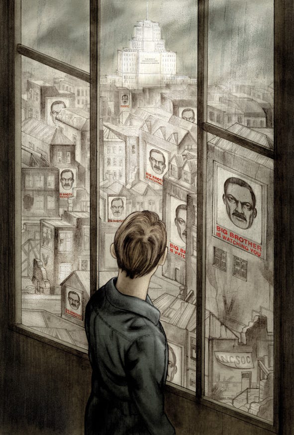 Illustration by Jonathan Burton, for 1984