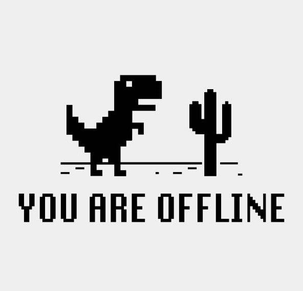 Google Chrome - Ever see the dino? Hit spacebar to play the T-Rex