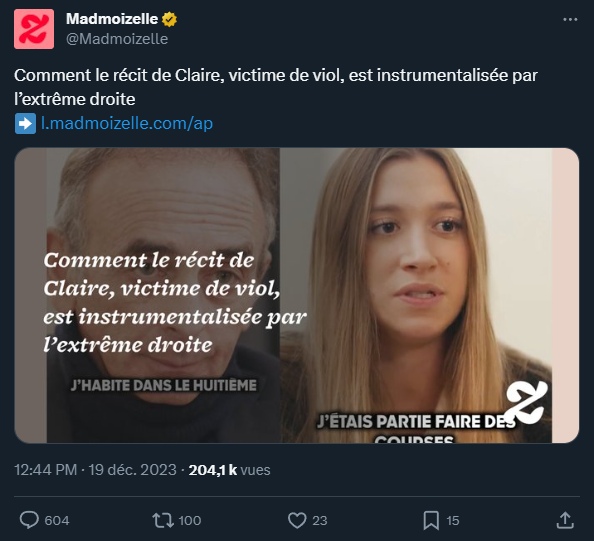 Claire a été étranglée et violée samedi dans un hall d’immeuble par un sans-abri sous OQTF : je…