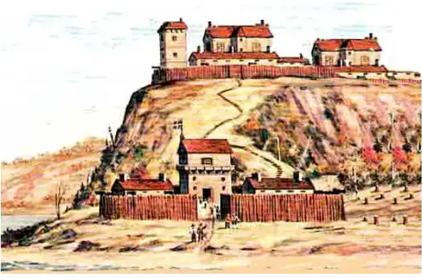 Artist depiction of Charlesbourg-Royal, the first settlement of New France (Quebec)