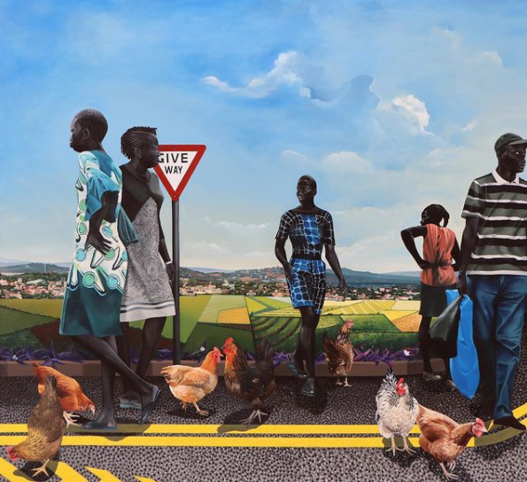 Ian Mwesiga, People and Chicken, 2020