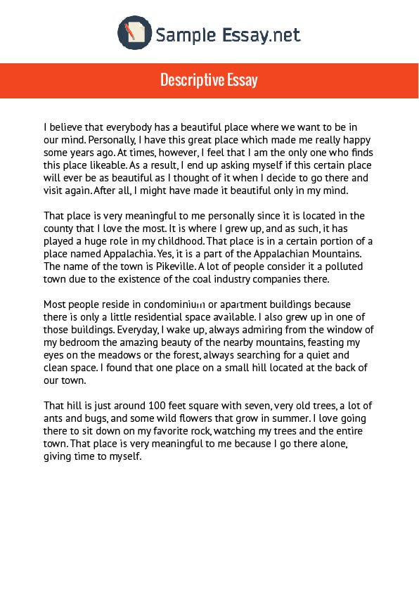Example Of Descriptive Essay Writing By Sample Essay Medium