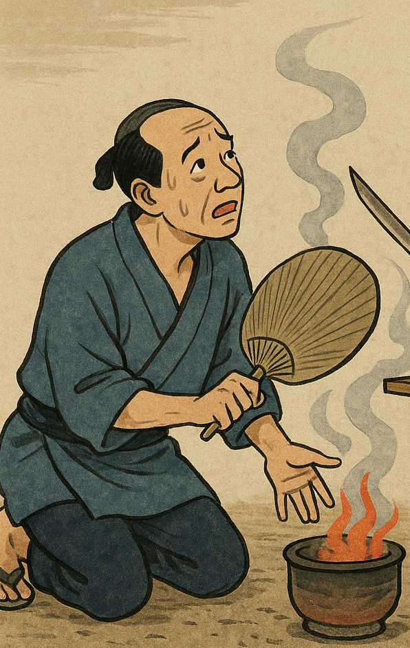 The vendor’s uchiwa, the innocent culprit behind the ‘pat-a-pat’.