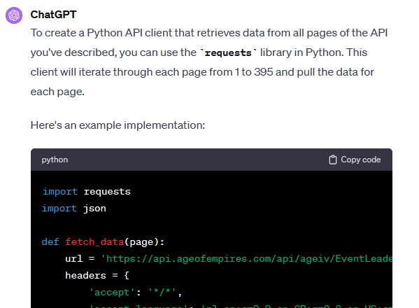 Using Python and ChatGPT to Build an API Client for a Game