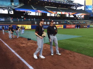 SNL Comedian Pete Davidson Surprises His Baseball Player Lookalike  Christian Yelich of Miami Marlins, by Joseph Cervone