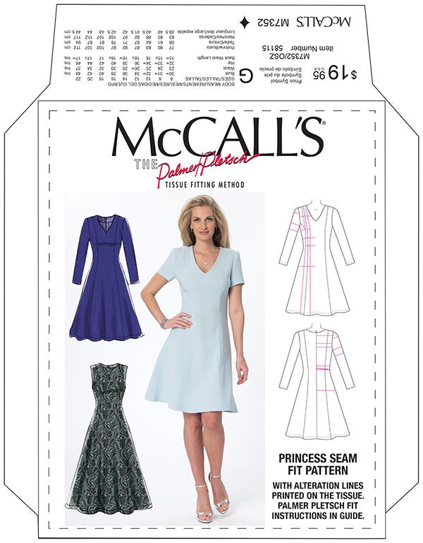 McCalls 7352 Princess Seam Fit Sewing Pattern, by Palmer Pletsch Sewing  Wor