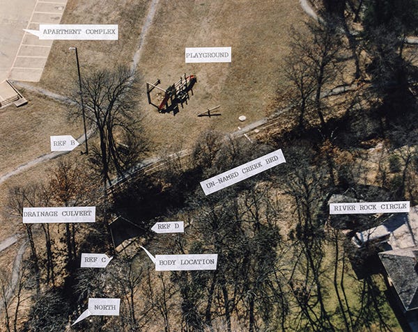 The location where Amber was found behind an apartment complex. NCMEC