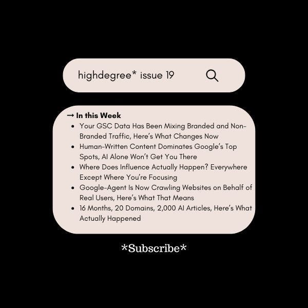 Your GSC Data was Lying, Branded Filters, AI Content Limits, and a New Crawler| HighDegree* 19