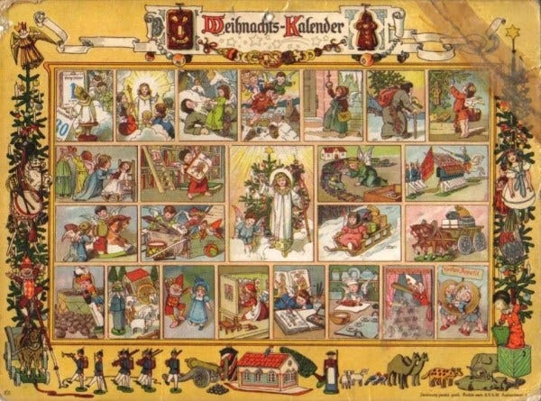 Early printed German Advent calendar. Image: The British Candy Connoisseur