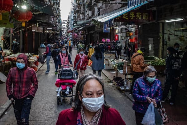 In Macau on Tuesday many shoppers wore face masks. The government has recommended that people across China wear masks to halt the spread of a dangerous corona-virus. Credit…Anthony Kwan/Getty Images ( Source: New York Times)