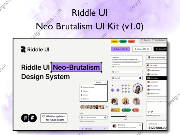 Neo Brutalism UI Kit (v1.0) — Riddle UI | by iDesign Course | Jul, 2023 ...