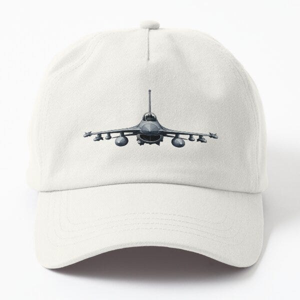 F-16 Falcon Front View Fighter Jet Illustration Cap