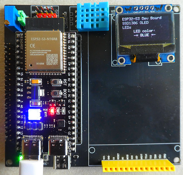 ESP32-S3 Expansion Board Kit with OLED SSD1306 display and onboard RGB LED