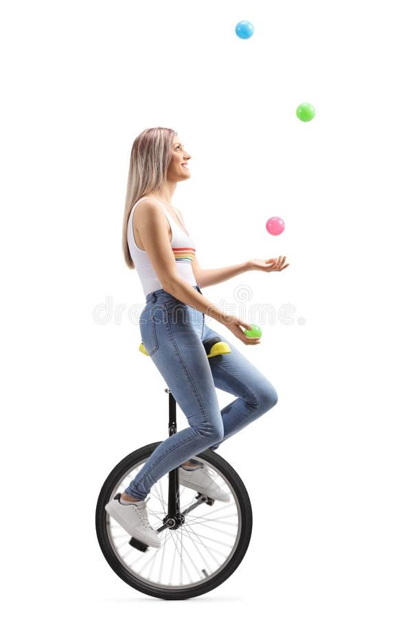 Juggling Goals On A Unicycle. An acrobatic quip on finding balance by