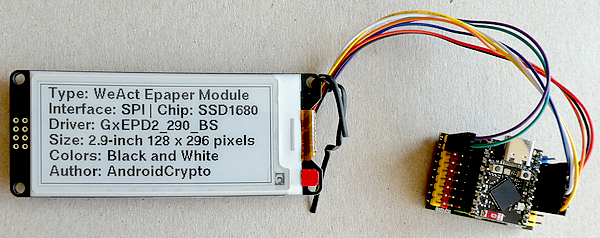 Getting Started with a 2.9-inch Epaper display connected to an ESP32-S3 ...