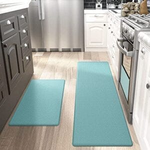  KMAT Kitchen Mat [2 PCS] Cushioned Anti-Fatigue Kitchen Rug,  Waterproof Non-Slip Kitchen Mats and Rugs Heavy Duty PVC Ergonomic Comfort  Foam Rug for Kitchen, Floor Home, Office, Sink, Laundry,Grey : Home