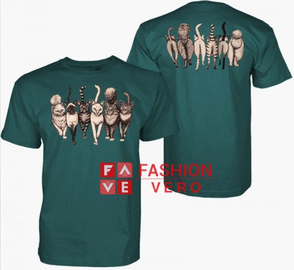 Vintage Cats Coming And Going Green Unisex adult Tshirt by