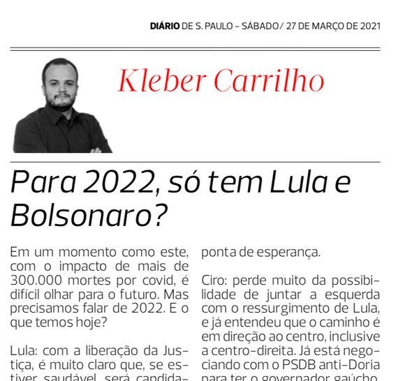 Para 2022, só tem Lula e Bolsonaro?