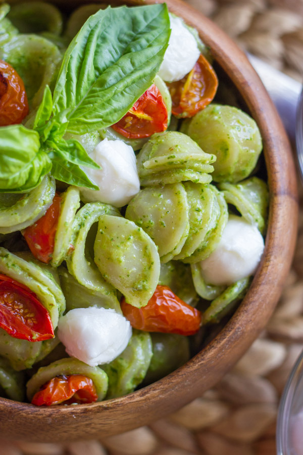 Orecchiette with Pesto and Oven Roasted Tomatoes