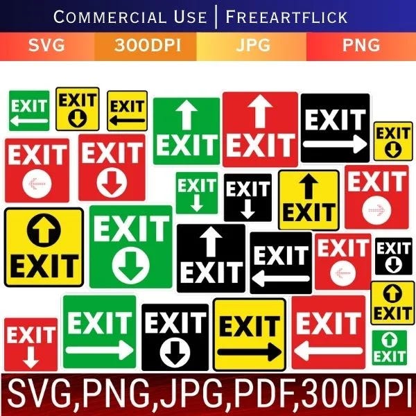 How to Use Exit Sign SVG Bundle from Free Art Flick to Create Stunning