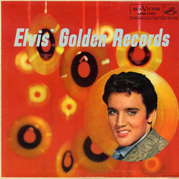 RCA Victor LPM-1707, Elvis’ Golden Records, features a front cover design with a photo of a heavily made-up or touched-up Elvis that, again, seems the opposite of the image Presley normally protected. Depending on one’s taste, this cover is classic or tacky. (Image: personal collection)