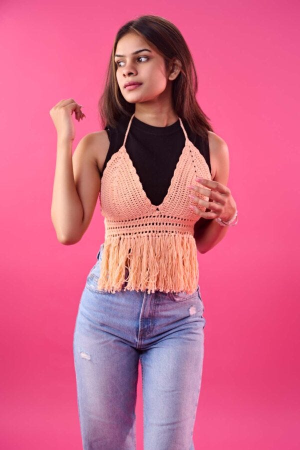Crochet Bralette Breezy Pink - Sass Obsessed