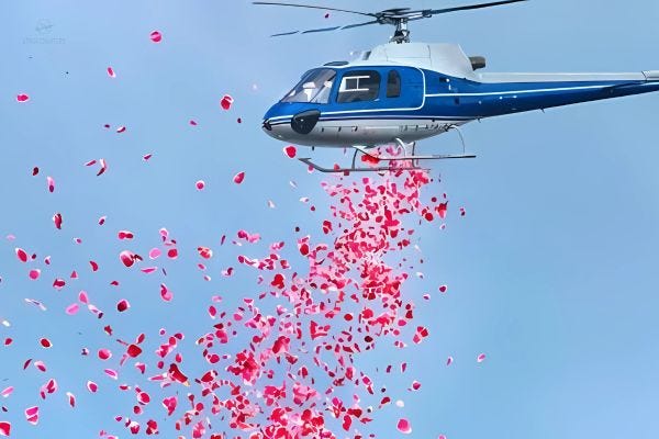 Helicopter Flower Shower: A Grand Celebration from the Sky