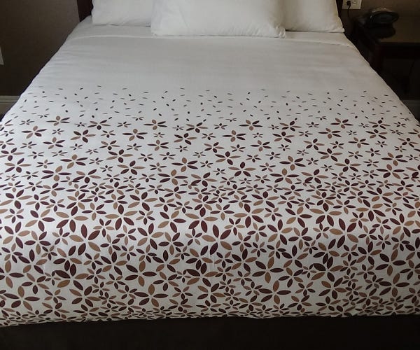 Love Me Not — White Ground with Earthtones Hotel Decorative Top Sheet