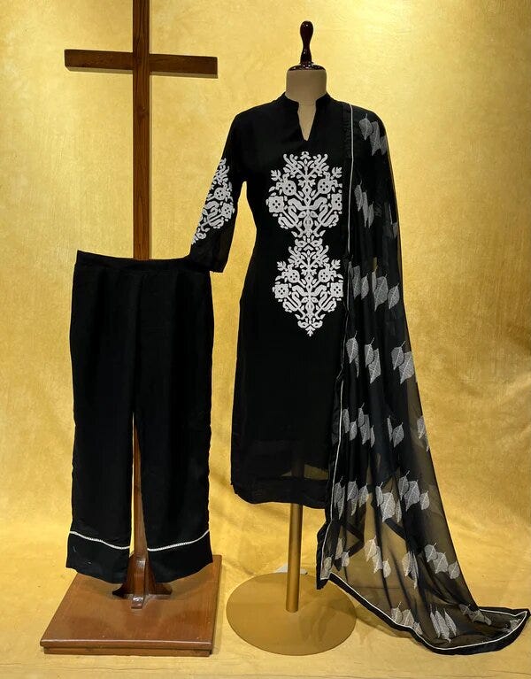 Black Colour Silk Readymade Suit With Georgette Dupatta | Kothari Sons ...