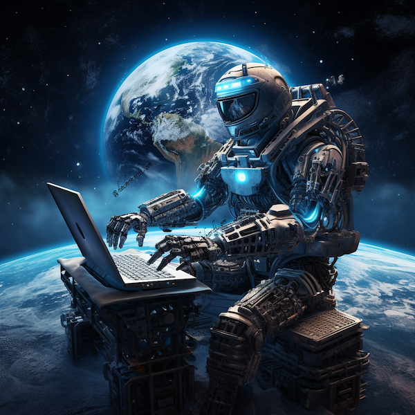 Image created with Midjourney, Coding robot