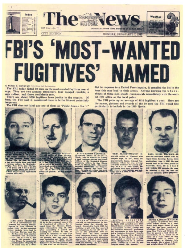 The History of the FBI’s Most Wanted List by Josie Klakström Medium