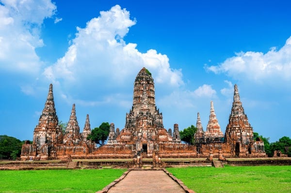 the ancient temples of Ayutthaya, Thailand.