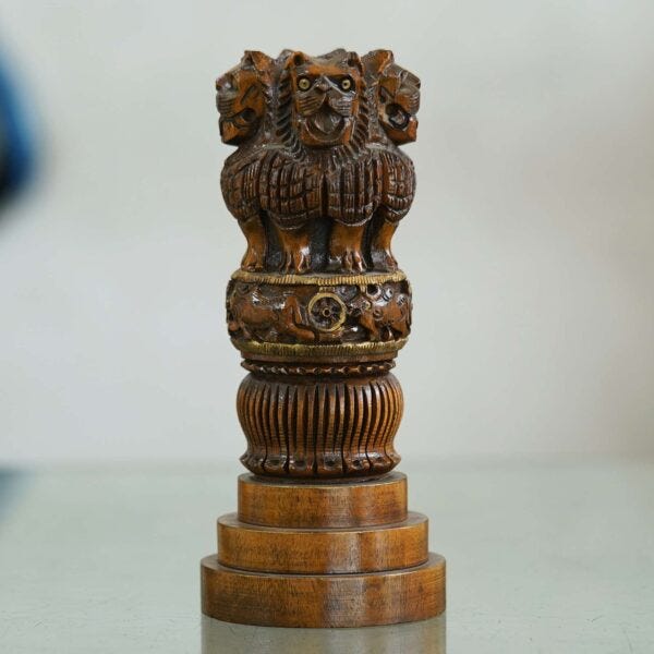 Handcrafted Wooden Ashoka Pillar Replica — Symbol of India’s Rich Heritage & Timeless Elegance