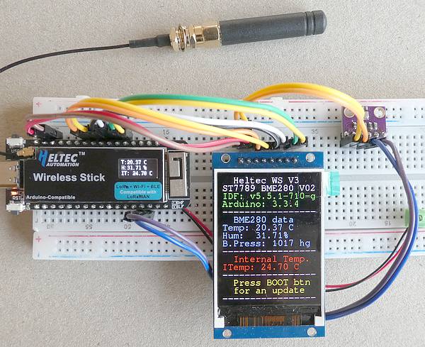 How to connect a TFT display (SPI interface) and a BME280 sensor (I2C interface) to a Heltec…