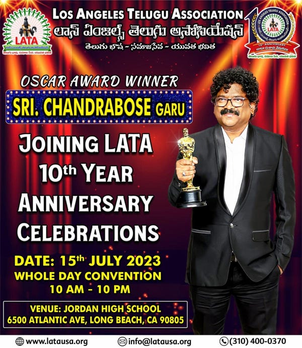 LATA 10th Year Anniversary Convention — Chandra Bose garu joining Celebrations