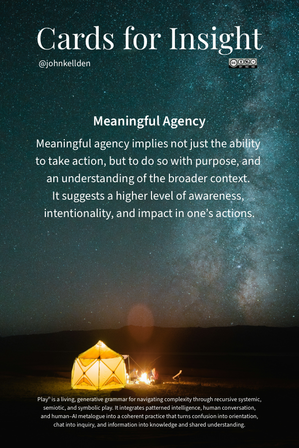 Meaningful Agency, one the 504 cards in the Playⁿ Source Deck.